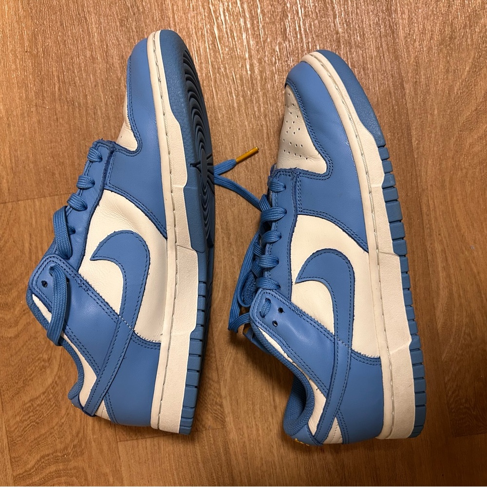 Blue and white Nike dunk lows